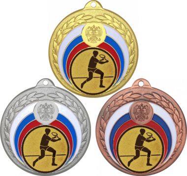 Комплект медалей №565-196 (Бадминтон, диаметр 50 мм (Три медали плюс три жетона для вклейки) Место для вставок: обратная сторона диаметр 45 мм)