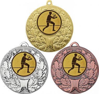 Комплект медалей №565-192 (Бадминтон, диаметр 50 мм (Три медали плюс три жетона для вклейки) Место для вставок: обратная сторона диаметр 45 мм)