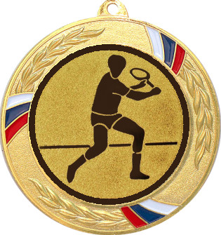 Медаль №565-1285 (Бадминтон, диаметр 70 мм (Медаль цвет золото плюс жетон для вклейки) Место для вставок: обратная сторона диаметр 60 мм)