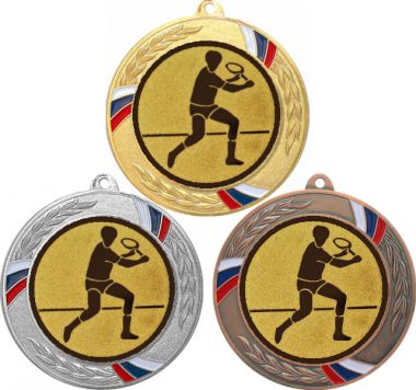 Комплект медалей №565-1285 (Бадминтон, диаметр 70 мм (Три медали плюс три жетона для вклейки) Место для вставок: обратная сторона диаметр 60 мм)