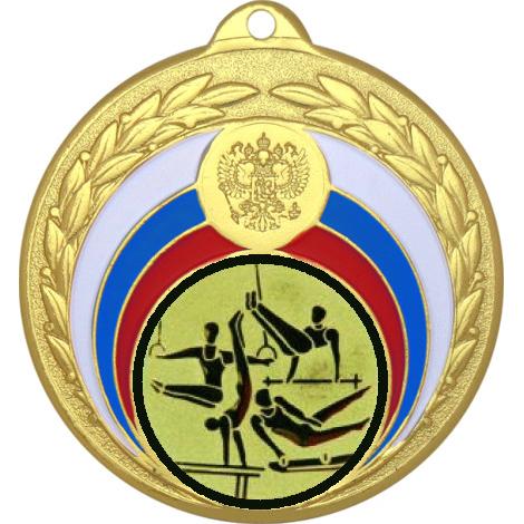 Медаль №566-196 (Спортивная гимнастика, диаметр 50 мм (Медаль цвет золото плюс жетон для вклейки) Место для вставок: обратная сторона диаметр 45 мм)