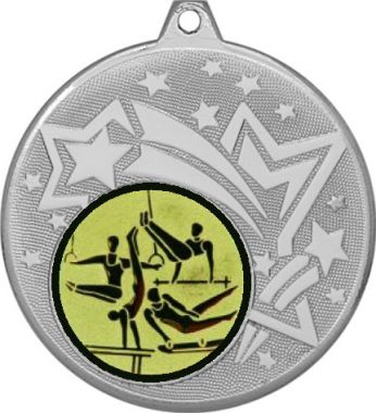 Медаль №566-1274 (Гимнастика, диаметр 45 мм (Медаль цвет серебро плюс жетон для вклейки) Место для вставок: обратная сторона диаметр 40 мм)