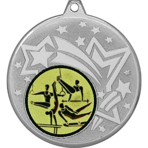 Медаль №566-1274 (Спортивная гимнастика, диаметр 45 мм (Медаль цвет серебро плюс жетон для вклейки) Место для вставок: обратная сторона диаметр 40 мм)