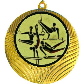 Медаль №566-8 (Спортивная гимнастика, диаметр 70 мм (Медаль цвет золото плюс жетон для вклейки) Место для вставок: обратная сторона диаметр 64 мм)