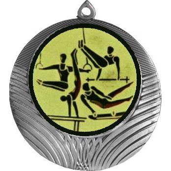 Медаль №566-8 (Спортивная гимнастика, диаметр 70 мм (Медаль цвет серебро плюс жетон для вклейки) Место для вставок: обратная сторона диаметр 64 мм)
