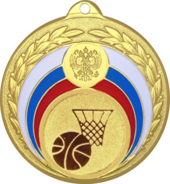 Медаль №567-196 (Баскетбол, диаметр 50 мм (Медаль цвет золото плюс жетон для вклейки) Место для вставок: обратная сторона диаметр 45 мм)