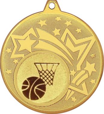 Медаль №567-27 (Баскетбол, диаметр 45 мм (Медаль цвет золото плюс жетон для вклейки) Место для вставок: обратная сторона диаметр 39 мм)