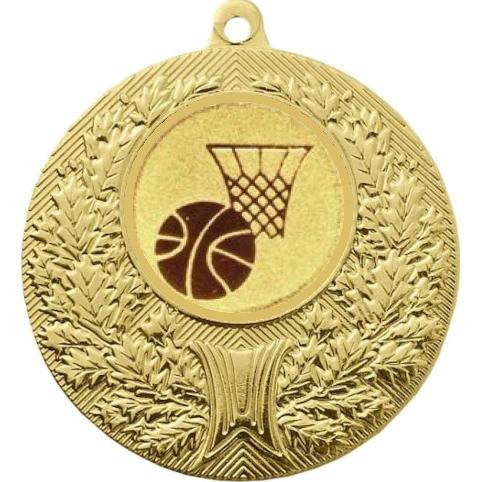 Медаль №567-192 (Баскетбол, диаметр 50 мм (Медаль цвет золото плюс жетон для вклейки) Место для вставок: обратная сторона диаметр 45 мм)