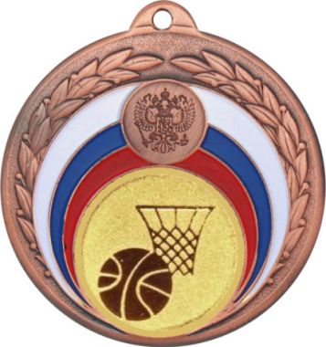 Медаль №567-196 (Баскетбол, диаметр 50 мм (Медаль цвет бронза плюс жетон для вклейки) Место для вставок: обратная сторона диаметр 45 мм)