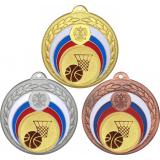 Комплект медалей №567-196 (Баскетбол, диаметр 50 мм (Три медали плюс три жетона для вклейки) Место для вставок: обратная сторона диаметр 45 мм)