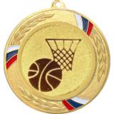 Медаль №567-1285 (Баскетбол, диаметр 70 мм (Медаль цвет золото плюс жетон для вклейки) Место для вставок: обратная сторона диаметр 60 мм)