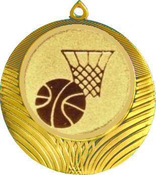 Медаль №567-1302 (Баскетбол, диаметр 56 мм (Медаль цвет золото плюс жетон для вклейки) Место для вставок: обратная сторона диаметр 50 мм)