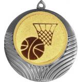 Медаль №567-8 (Баскетбол, диаметр 70 мм (Медаль цвет серебро плюс жетон для вклейки) Место для вставок: обратная сторона диаметр 64 мм)