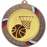Медаль №567-1285 (Баскетбол, диаметр 70 мм (Медаль цвет бронза плюс жетон для вклейки) Место для вставок: обратная сторона диаметр 60 мм)
