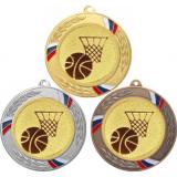 Комплект медалей №567-1285 (Баскетбол, диаметр 70 мм (Три медали плюс три жетона для вклейки) Место для вставок: обратная сторона диаметр 60 мм)