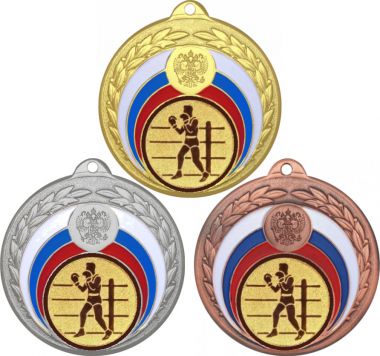 Комплект медалей №571-196 (Бокс, диаметр 50 мм (Три медали плюс три жетона для вклейки) Место для вставок: обратная сторона диаметр 45 мм)