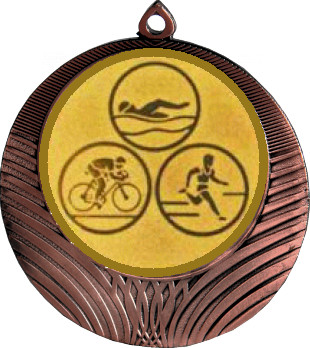 Медаль №573-1302 (Триатлон, диаметр 56 мм (Медаль цвет бронза плюс жетон для вклейки) Место для вставок: обратная сторона диаметр 50 мм)
