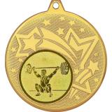 Медаль №574-1274 (Тяжелая атлетика, диаметр 45 мм (Медаль цвет золото плюс жетон для вклейки) Место для вставок: обратная сторона диаметр 40 мм)