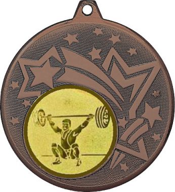 Медаль №574-27 (Тяжелая атлетика, диаметр 45 мм (Медаль цвет бронза плюс жетон для вклейки) Место для вставок: обратная сторона диаметр 39 мм)