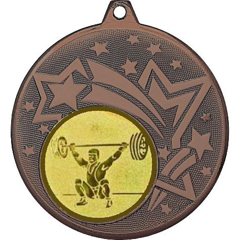 Медаль №574-1274 (Тяжелая атлетика, диаметр 45 мм (Медаль цвет бронза плюс жетон для вклейки) Место для вставок: обратная сторона диаметр 40 мм)