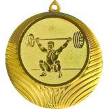 Медаль №574-8 (Тяжелая атлетика, диаметр 70 мм (Медаль цвет золото плюс жетон для вклейки) Место для вставок: обратная сторона диаметр 64 мм)