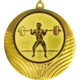 Медаль №575-8 (Тяжелая атлетика, диаметр 70 мм (Медаль цвет золото плюс жетон для вклейки) Место для вставок: обратная сторона диаметр 64 мм)