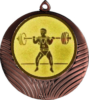 Медаль №575-8 (Тяжелая атлетика, диаметр 70 мм (Медаль цвет бронза плюс жетон для вклейки) Место для вставок: обратная сторона диаметр 64 мм)