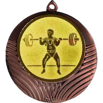 Медаль №575-1302 (Тяжелая атлетика, диаметр 56 мм (Медаль цвет бронза плюс жетон для вклейки) Место для вставок: обратная сторона диаметр 50 мм)