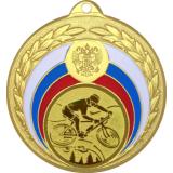 Медаль №576-196 (Велоспорт, диаметр 50 мм (Медаль цвет золото плюс жетон для вклейки) Место для вставок: обратная сторона диаметр 45 мм)