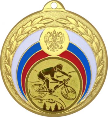 Медаль №576-196 (Велоспорт, диаметр 50 мм (Медаль цвет золото плюс жетон для вклейки) Место для вставок: обратная сторона диаметр 45 мм)