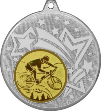 Медаль №576-27 (Велоспорт, диаметр 45 мм (Медаль цвет серебро плюс жетон для вклейки) Место для вставок: обратная сторона диаметр 39 мм)