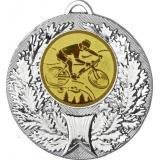 Медаль №576-192 (Велоспорт, диаметр 50 мм (Медаль цвет серебро плюс жетон для вклейки) Место для вставок: обратная сторона диаметр 45 мм)