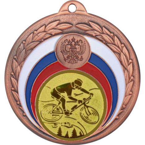 Медаль №576-196 (Горный велосипед, диаметр 50 мм (Медаль цвет бронза плюс жетон для вклейки) Место для вставок: обратная сторона диаметр 45 мм)