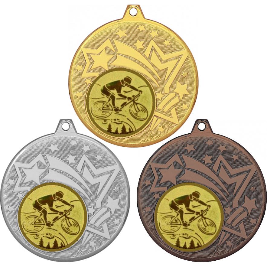 Комплект медалей №576-1274 (Горный велосипед, диаметр 45 мм (Три медали плюс три жетона для вклейки) Место для вставок: обратная сторона диаметр 40 мм)