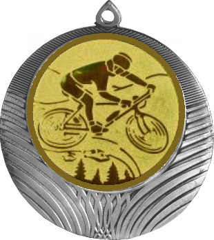 Медаль №576-1302 (Велоспорт, диаметр 56 мм (Медаль цвет серебро плюс жетон для вклейки) Место для вставок: обратная сторона диаметр 50 мм)