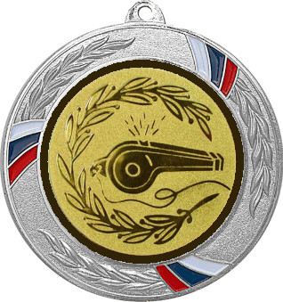 Медаль №577-1285 (Судейство, диаметр 70 мм (Медаль цвет серебро плюс жетон для вклейки) Место для вставок: обратная сторона диаметр 60 мм)