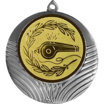 Медаль №577-8 (Судейство, диаметр 70 мм (Медаль цвет серебро плюс жетон для вклейки) Место для вставок: обратная сторона диаметр 64 мм)