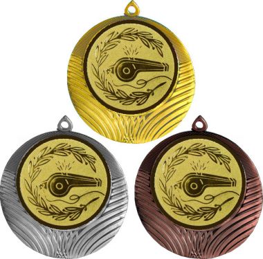 Комплект медалей №577-1302 (Судейство, диаметр 56 мм (Три медали плюс три жетона для вклейки) Место для вставок: обратная сторона диаметр 50 мм)