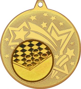 Медаль №578-27 (Шашки, диаметр 45 мм (Медаль цвет золото плюс жетон для вклейки) Место для вставок: обратная сторона диаметр 39 мм)