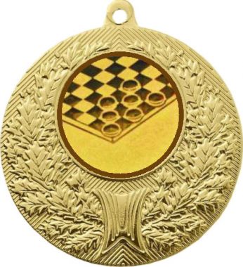 Медаль №578-192 (Шашки, диаметр 50 мм (Медаль цвет золото плюс жетон для вклейки) Место для вставок: обратная сторона диаметр 45 мм)