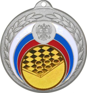 Медаль №578-196 (Шашки, диаметр 50 мм (Медаль цвет серебро плюс жетон для вклейки) Место для вставок: обратная сторона диаметр 45 мм)