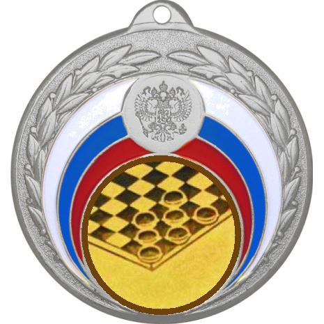 Медаль №578-196 (Шашки, диаметр 50 мм (Медаль цвет серебро плюс жетон для вклейки) Место для вставок: обратная сторона диаметр 45 мм)