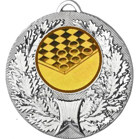 Медаль №578-192 (Шашки, диаметр 50 мм (Медаль цвет серебро плюс жетон для вклейки) Место для вставок: обратная сторона диаметр 45 мм)