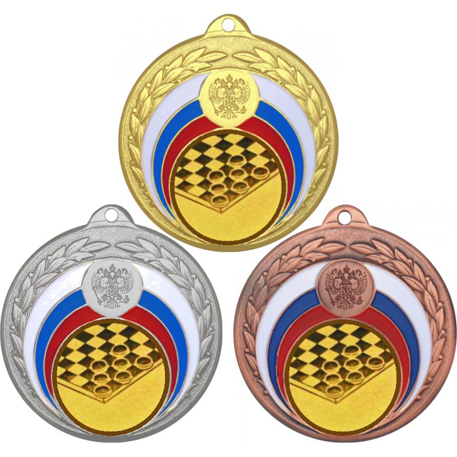 Комплект медалей №578-196 (Шашки, диаметр 50 мм (Три медали плюс три жетона для вклейки) Место для вставок: обратная сторона диаметр 45 мм)