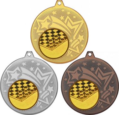 Комплект медалей №578-27 (Шашки, диаметр 45 мм (Три медали плюс три жетона для вклейки) Место для вставок: обратная сторона диаметр 39 мм)