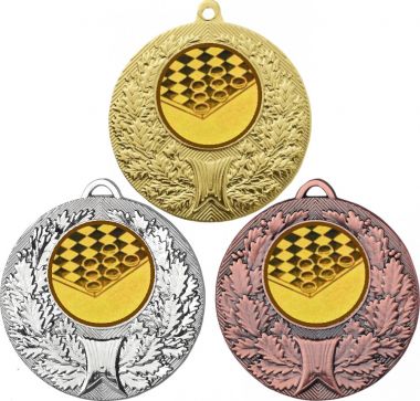 Комплект медалей №578-192 (Шашки, диаметр 50 мм (Три медали плюс три жетона для вклейки) Место для вставок: обратная сторона диаметр 45 мм)