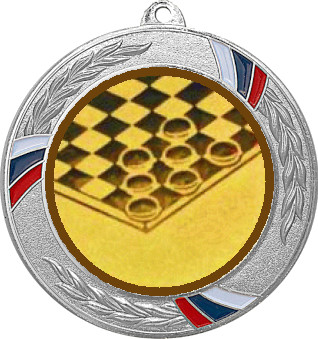 Медаль №578-1285 (Шашки, диаметр 70 мм (Медаль цвет серебро плюс жетон для вклейки) Место для вставок: обратная сторона диаметр 60 мм)