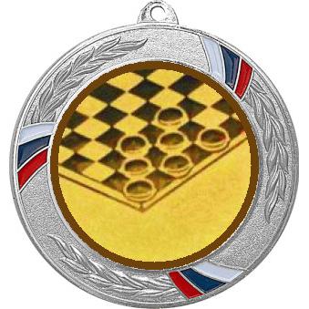 Медаль №578-1285 (Шашки, диаметр 70 мм (Медаль цвет серебро плюс жетон для вклейки) Место для вставок: обратная сторона диаметр 60 мм)