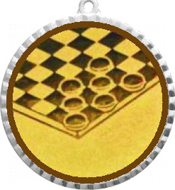 Медаль №578-8 (Шашки, диаметр 70 мм (Медаль цвет серебро плюс жетон для вклейки) Место для вставок: обратная сторона диаметр 64 мм)