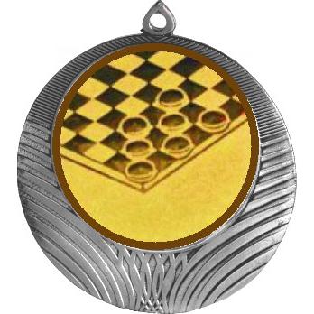 Медаль №578-8 (Шашки, диаметр 70 мм (Медаль цвет серебро плюс жетон для вклейки) Место для вставок: обратная сторона диаметр 64 мм)